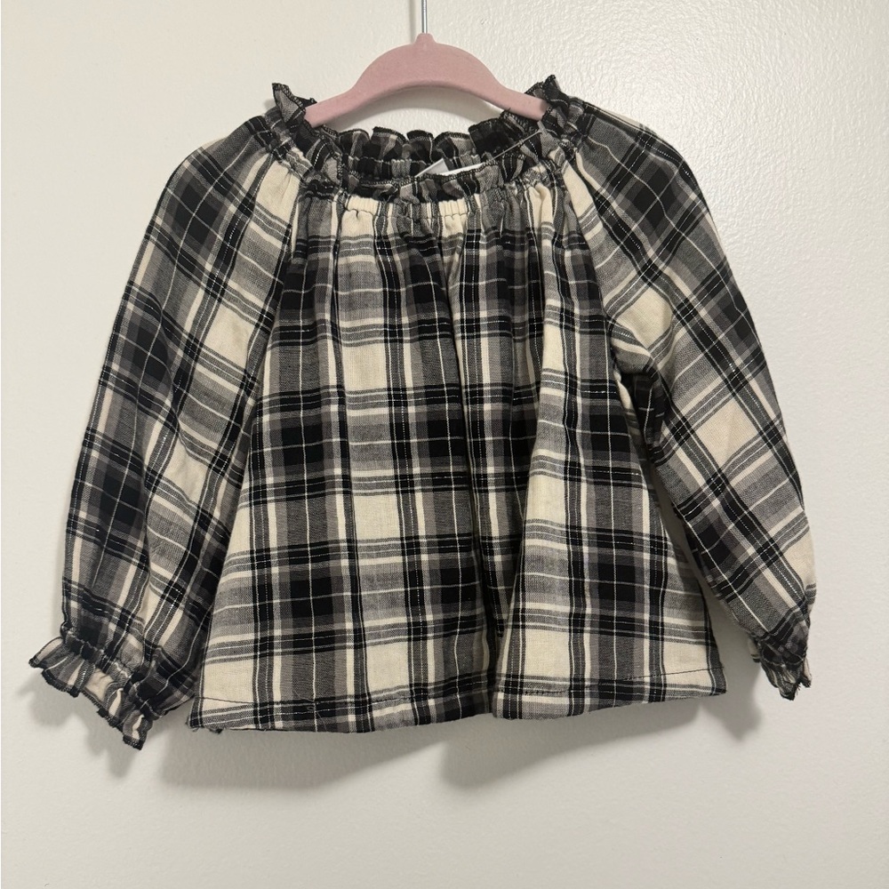 Baby/Toddler girl black and white plaid top. Size 12-18 months! Never worn
